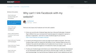 Why can't I link Facebook with my website? – Rocketspark