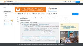 Facebook login via app with unverified user account in FB - Stack ...