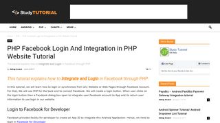PHP Facebook Login And Integration in PHP Website Tutorial | Study ...