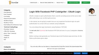 Login With Facebook PHP CodeIgniter : OAuth Login | FormGet