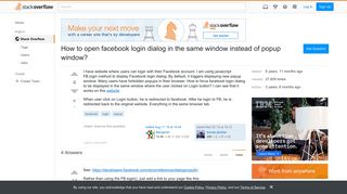 How to open facebook login dialog in the same window instead of ...