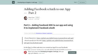 Adding Facebook oAuth to our App — Part 2 – Developing an ...