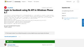 login to facebook using fb API in Windows Phone 8.1 - Microsoft ...