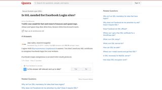 Is SSL needed for Facebook Login sites? - Quora