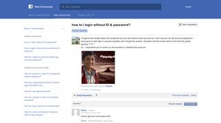 how to i login without ID & password? | Facebook Help Community ...