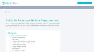 Guide to Facebook Mobile Measurement - Adjust docs