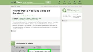 3 Ways to Post a YouTube Video on Facebook - wikiHow