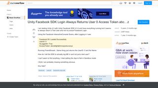 Unity Facebook SDK Login Always Returns User 0 Access Token abc ...