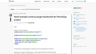 Need example cordova-plugin-facebook4 for Phone... | Adobe ...