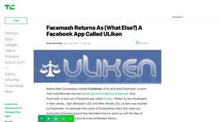 Facemash Returns As (What Else?) A Facebook App Called ULiken ...