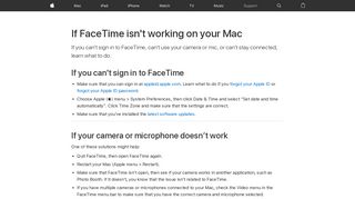 If FaceTime isn't working on your Mac - Apple Support