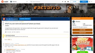 What's my user name and password? [steam purchase] : factorio - Reddit