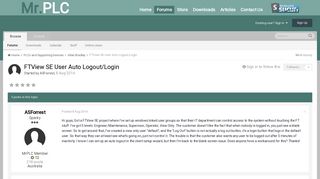FTView SE User Auto Logout/Login - Allen Bradley - Forums.MrPLC.com