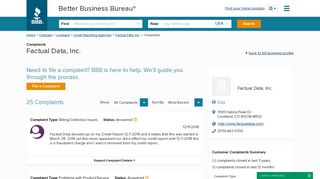 Factual Data, Inc. | Complaints | Better Business Bureau® Profile