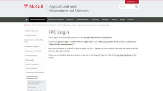 FPC Login | Agricultural and Environmental Sciences - McGill University