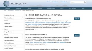 Submit the FAFSA and ORSAA. - Central Oregon Community College