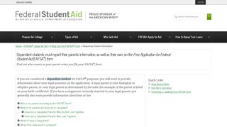 Reporting Parent Information | Federal Student Aid