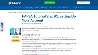 FAFSA Tutorial Step 1: Setting Up Your Account | Edvisors