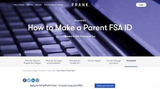 How to Make a Parent FSA ID | Financial Aid - Frank Financial Aid