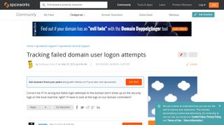 [SOLVED] Tracking failed domain user logon attempts - Spiceworks ...