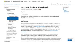 Account lockout threshold (Windows 10) | Microsoft Docs