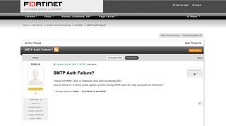 SMTP Auth Failure? | Fortinet Technical Discussion Forums