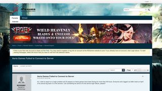 Aeria Games Failed to Connect to Server - Reality Squared Games ...
