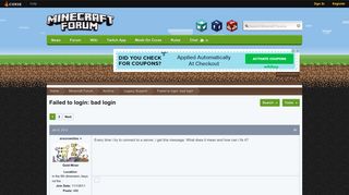 Failed to login: bad login - Legacy Support - Archive - Minecraft ...