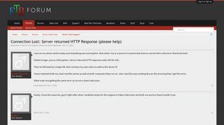 Connection Lost: Server returned HTTP Response (please help ...