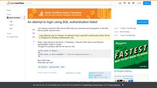 An attempt to login using SQL authentication failed - Stack Overflow