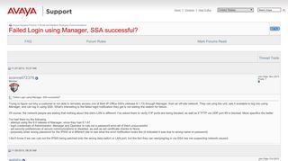 Failed Login using Manager, SSA successful? - Avaya Support Forums