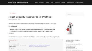 Reset Security Passwords in IP Office – IP Office Assistance