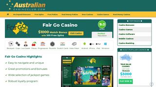 Fair Go Casino - $1000 Sign Up Match Bonus + 100 Free Spins