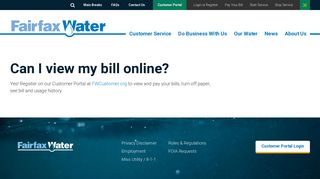Can I view my bill online? | Fairfax Water