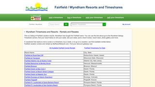 Fairfield Resorts / Wyndham Vacation Ownership Timeshare Rentals ...