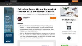 Fairholme Funds (Bruce Berkowitz) October 2018 Investment ...