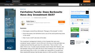 Fairholme Funds: Does Berkowitz Have Any Investment Skill ...