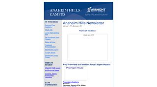 Anaheim Hills E-Newsletter for the Week of January 17-January 21