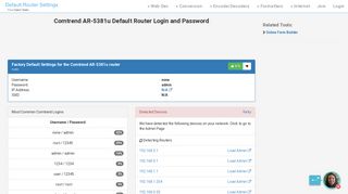 Comtrend AR-5381u Default Router Login and Password - Clean CSS