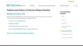 Patients and Visitors of Fairview Ridges Hospital