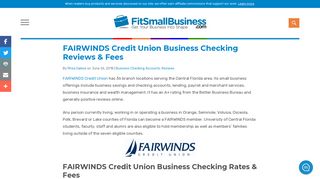 FAIRWINDS Credit Union Business Checking Reviews & Fees
