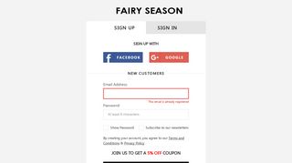 Sign In / Register - Fairyseason