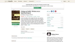 Going on Faith: Writers on a Spiritual Quest by William Zinsser