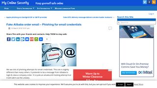 Fake Alibaba order email – Phishing for email credentials | My Online ...