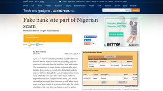 Fake bank site part of Nigerian scam - Technology & science - Tech ...