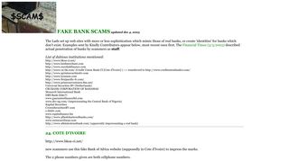 fake Bank web site - Scamorama