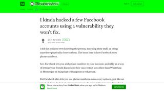 I kinda hacked a few Facebook accounts using a vulnerability they ...