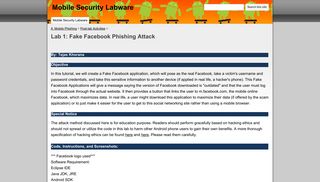 Lab 1: Fake Facebook Phishing Attack - Mobile Security Labware