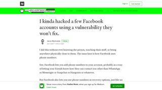 I kinda hacked a few Facebook accounts using a vulnerability they ...