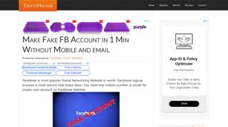 Make Fake FB Account in 1 Min Without Mobile and email - TalktoHacker